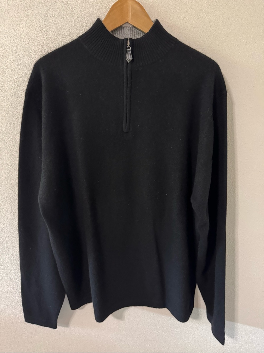 Allen Solly 100% Cashmere 1/4 Zip Sweater Black Preppy Academia Office X-Large